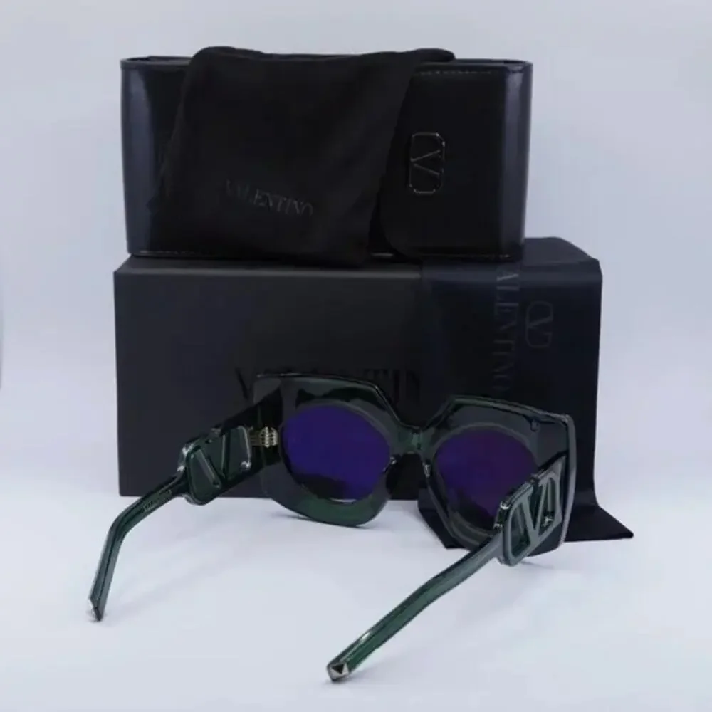 New! Valentino V SOUL VLS 127C, Dark Green Statement Glasses, Authentic